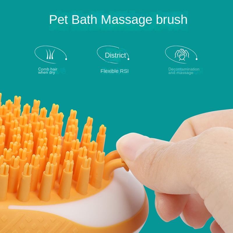 2-in-1 Pet Bath Brush & Massage Comb | Soft Silicone Grooming Tool for Dogs & Cats