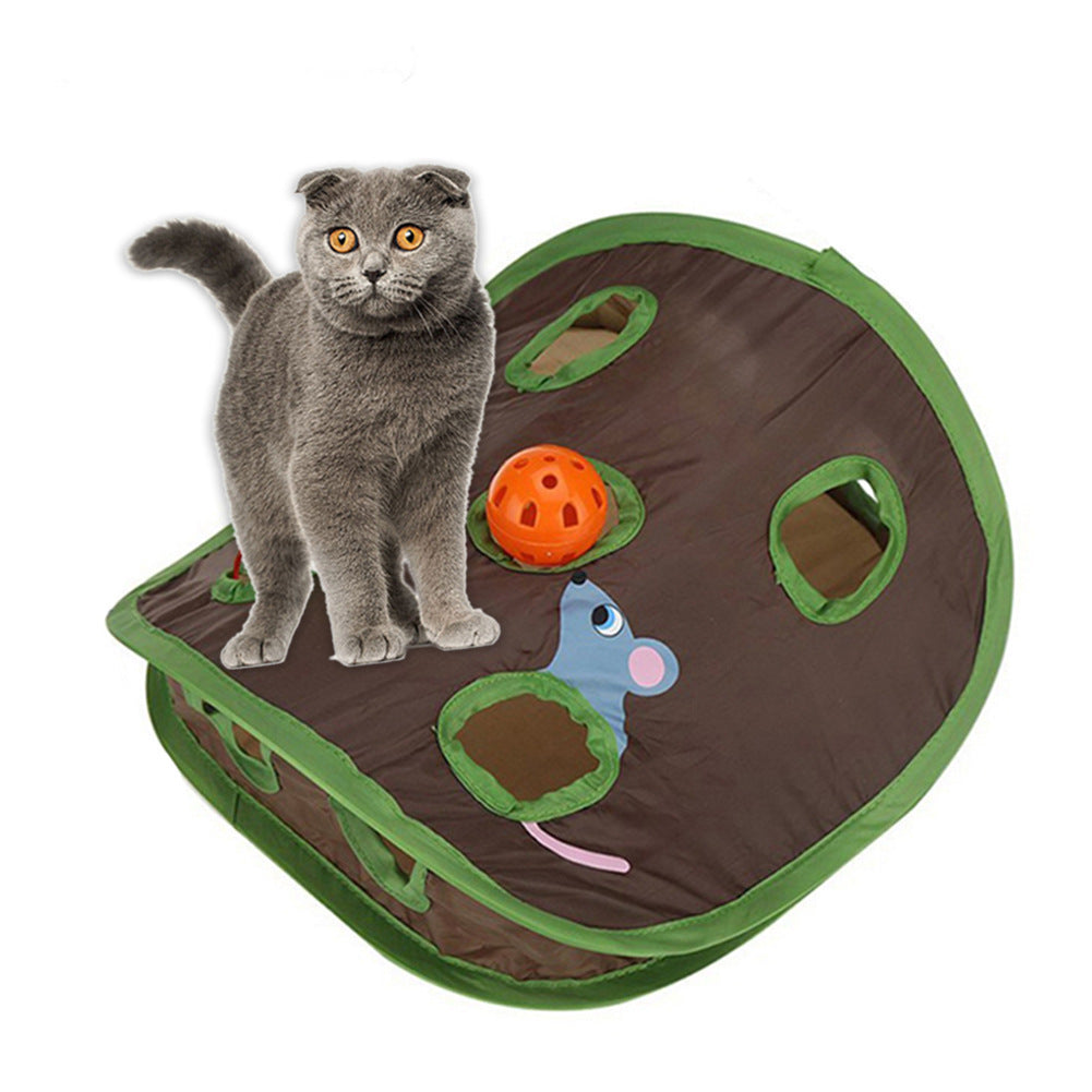 Interactive Cat Tunnel Toy – Foldable 9-Hole Mouse Hunt Game for Kittens – Mental Stimulation & Fun Play Activity