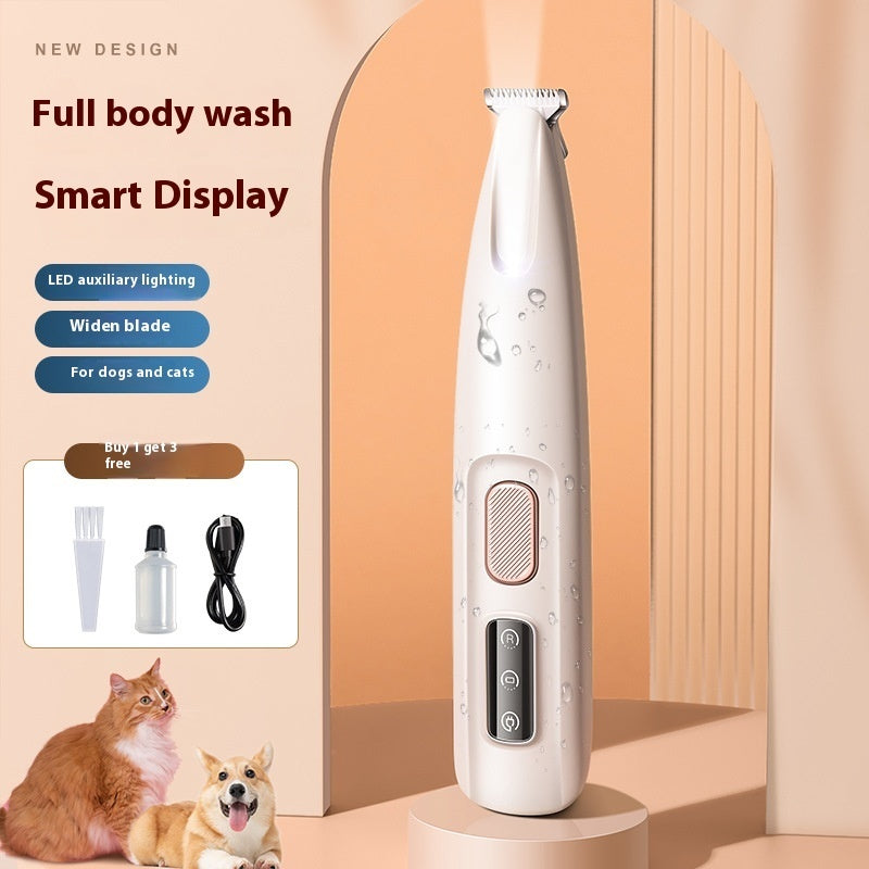 Pet Paw Trimmer with LED Display – Waterproof Dog & Cat Grooming Clipper