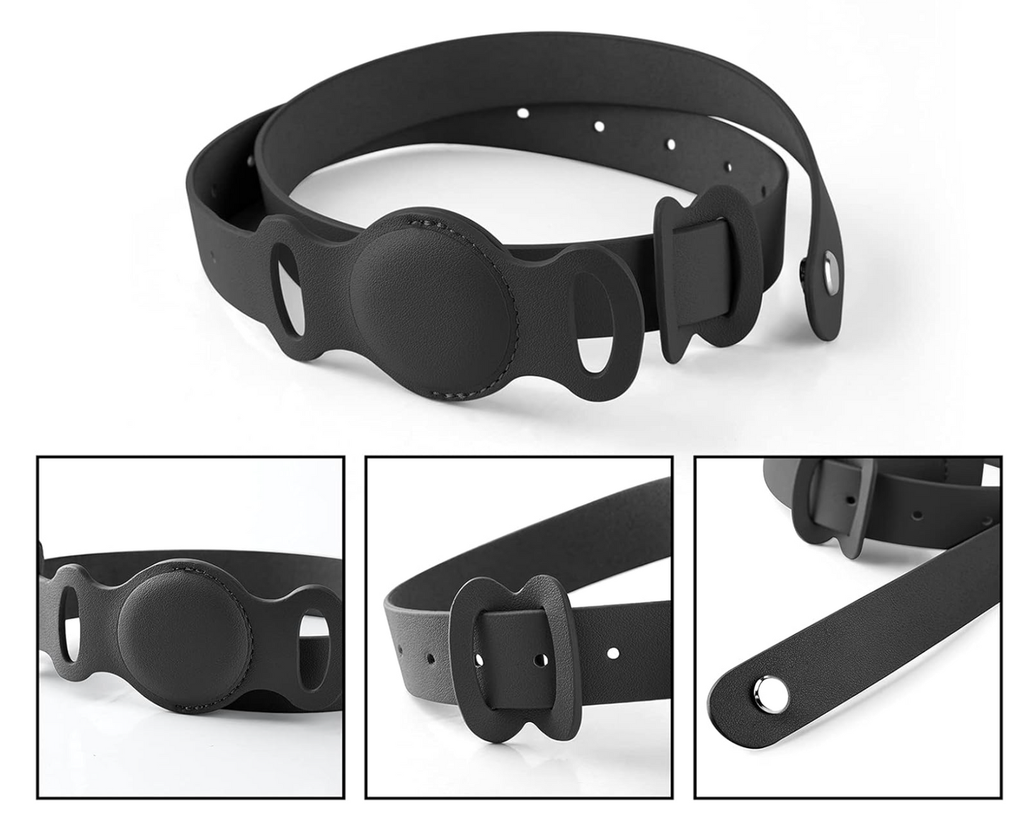 Black belt with adjustable straps on a white background