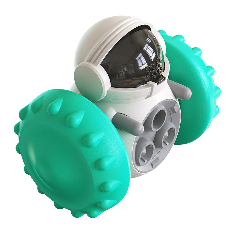 Lake Blue astronaut-shaped interactive treat dispenser toy for pets – rolling tumbler for cats and dogs that releases treats when pushed, fun and durable design