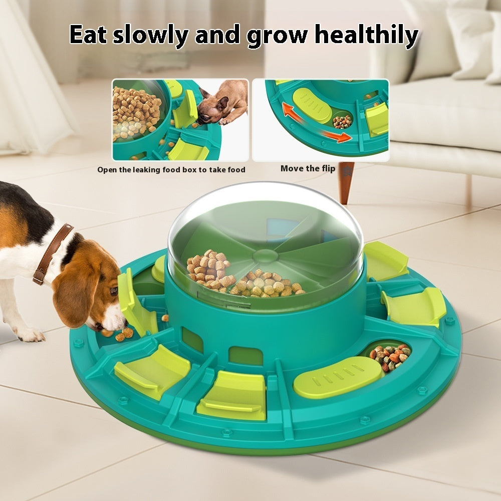 Beagle using interactive slow feeder bowl – educational pet feeding toy with puzzle design that helps dogs eat slowly and stay healthy