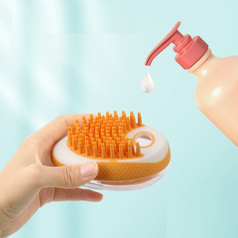 2-in-1 Pet Bath Brush & Massage Comb | Soft Silicone Grooming Tool for Dogs & Cats