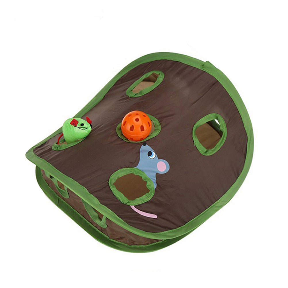 Interactive Cat Tunnel Toy – Foldable 9-Hole Mouse Hunt Game for Kittens – Mental Stimulation & Fun Play Activity