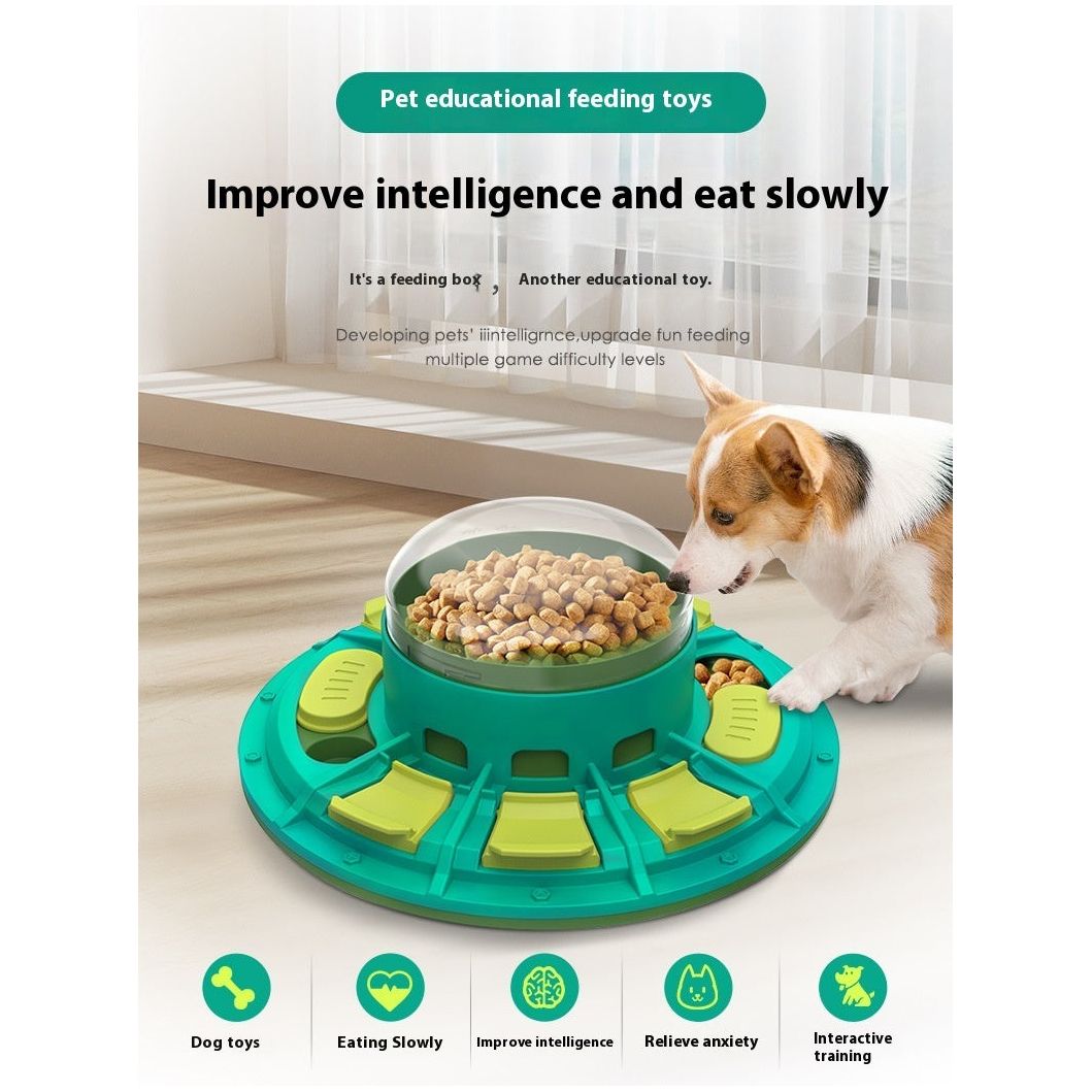 Corgi using interactive slow feeder bowl – pet educational feeding toy that improves intelligence, relieves anxiety, and helps dogs eat slowly