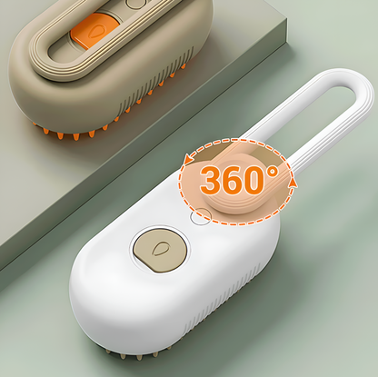 Cleaning device with a 360-degree brush head on a light green background