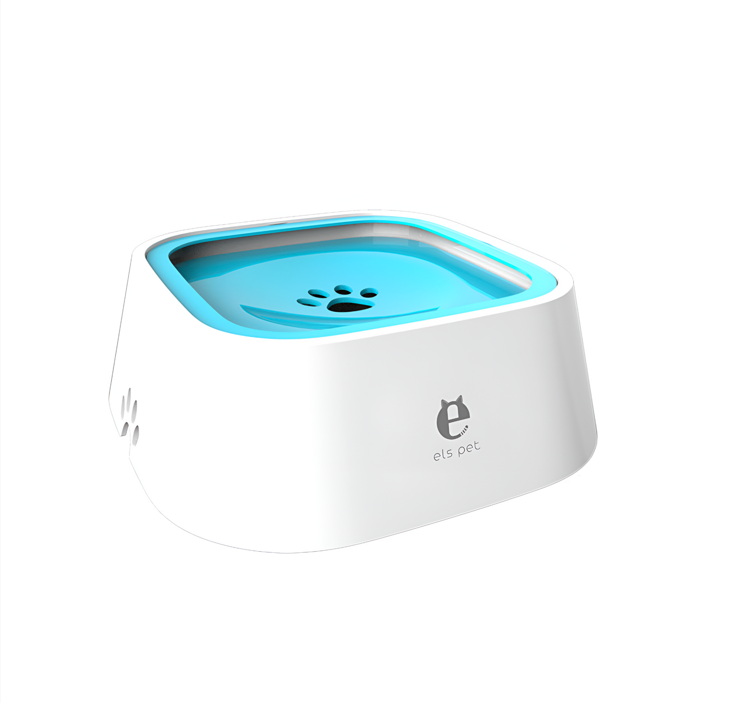 White and blue pet water fountain with 'els pet' branding on a white background