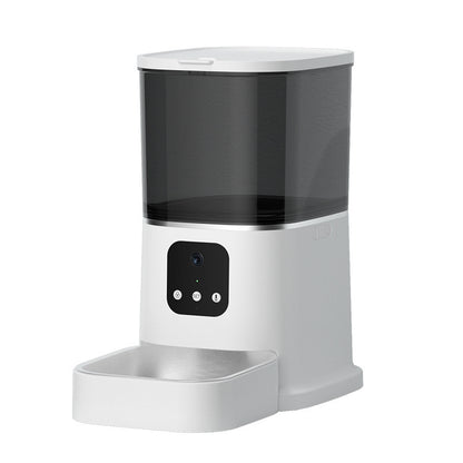 White and black pet feeder on a white background